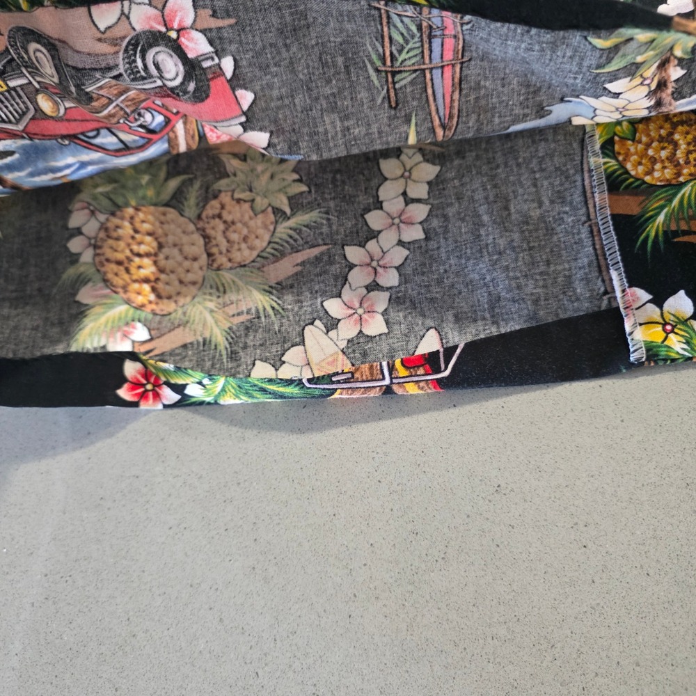 RJC Hawaiian Shirt Mens‎ XL Black Woodie Car Surfboard Pineapple Tropical Hawaii - Picture 6 of 12